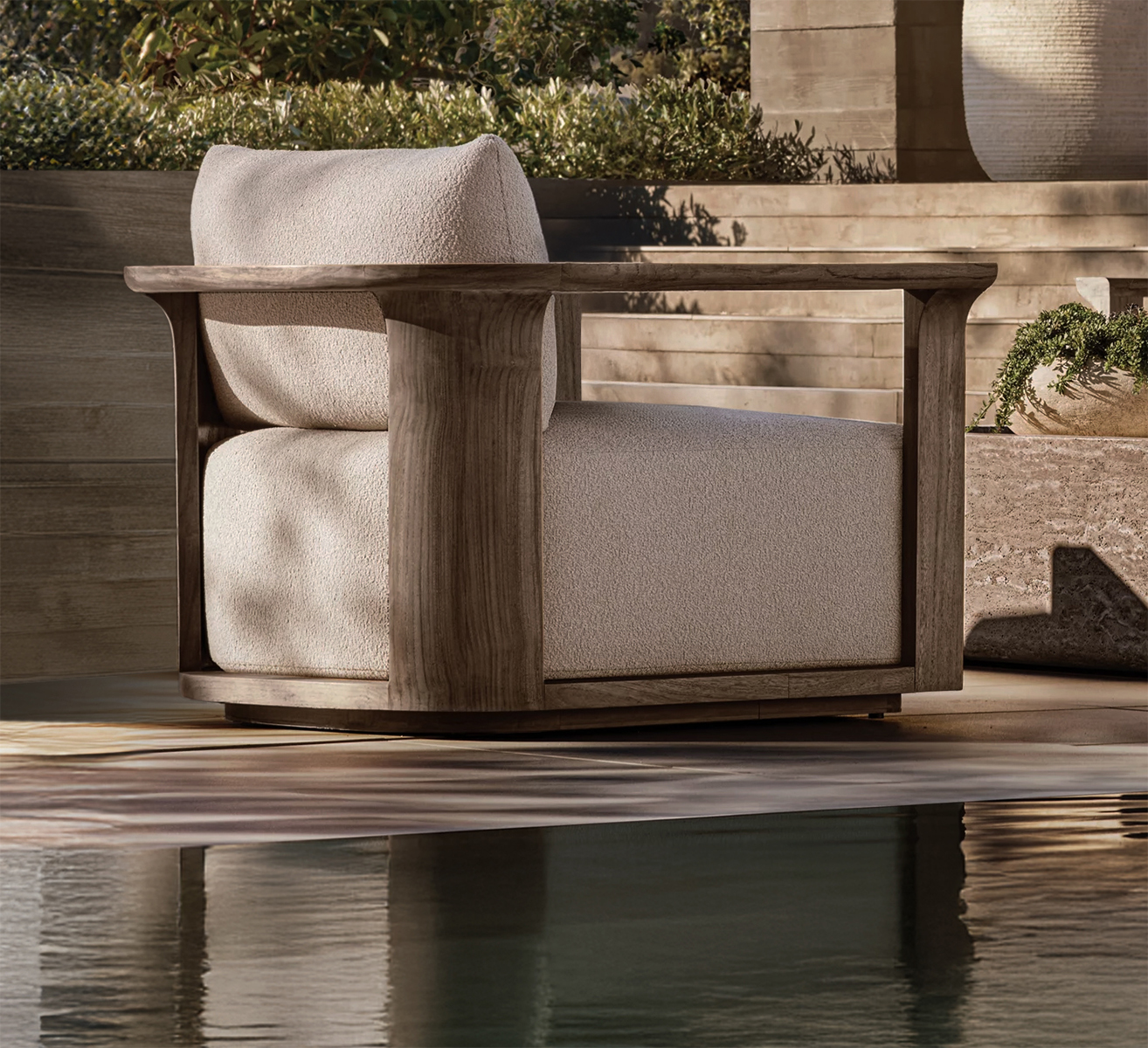 Lagos outdoor lounge chair for RH by Mario Ruiz