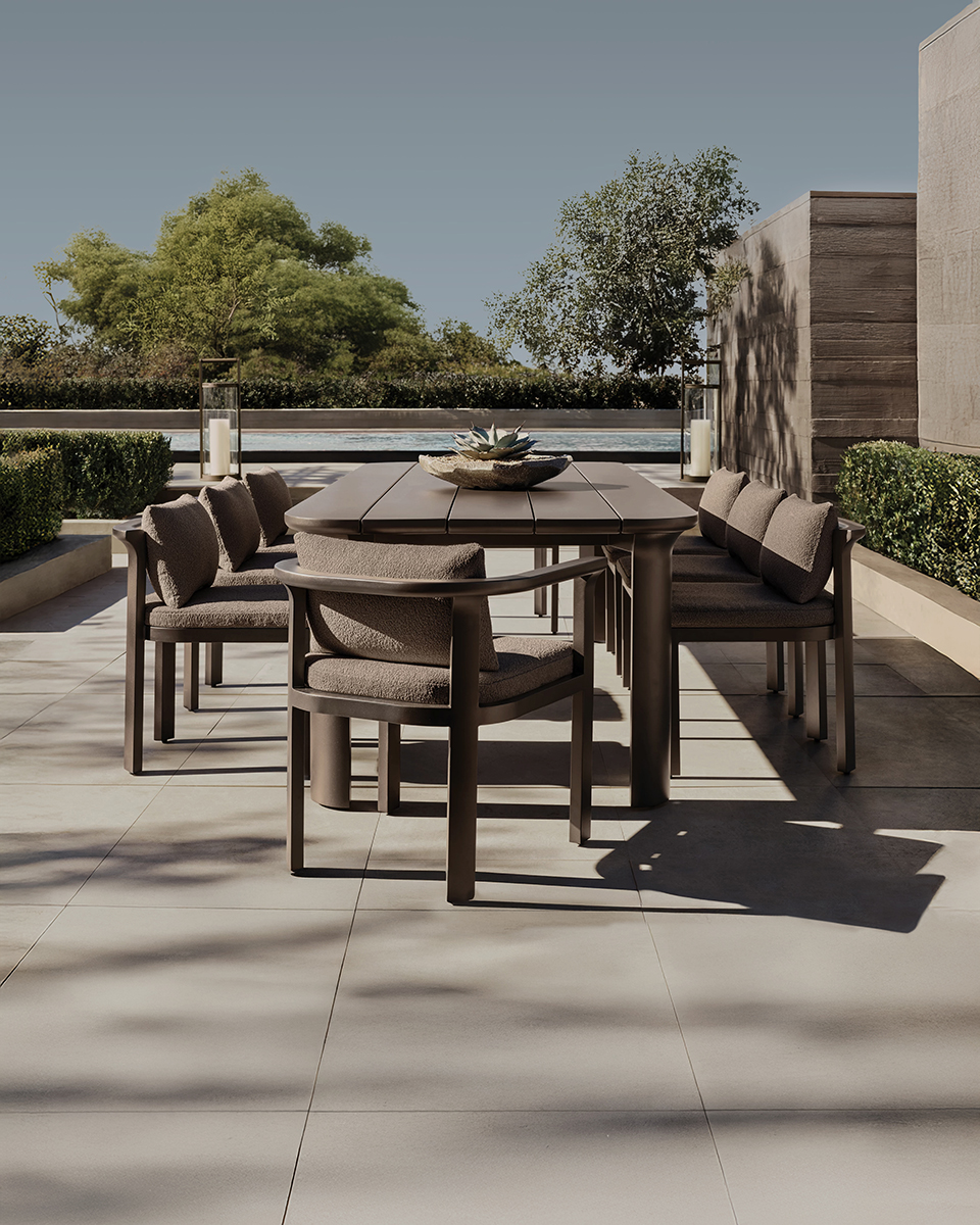 Lagos outdoor dining set for RH by Mario Ruiz