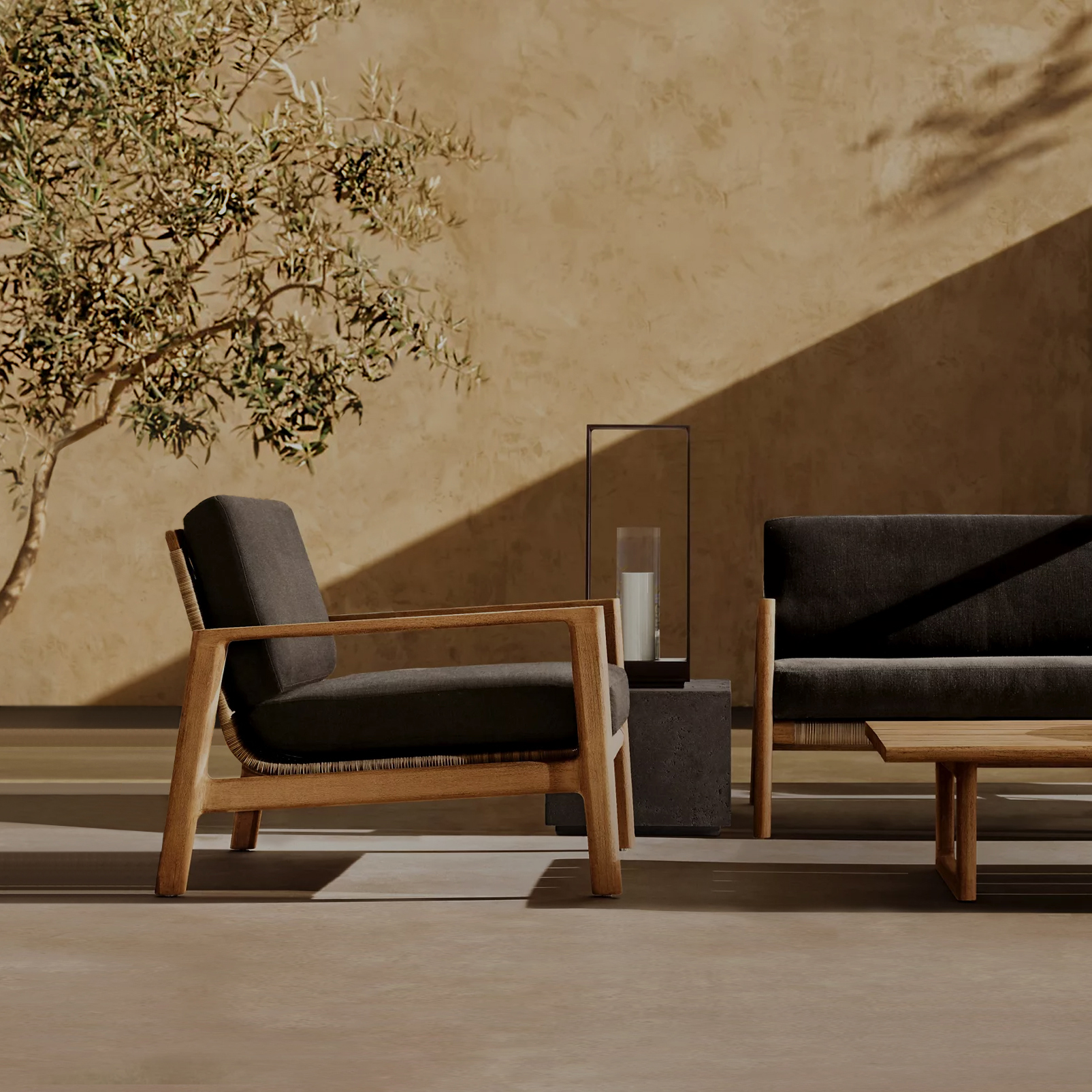 Mesa outdoor collection lounge chair, sofa and coffee table by Mario Ruiz for Joquer