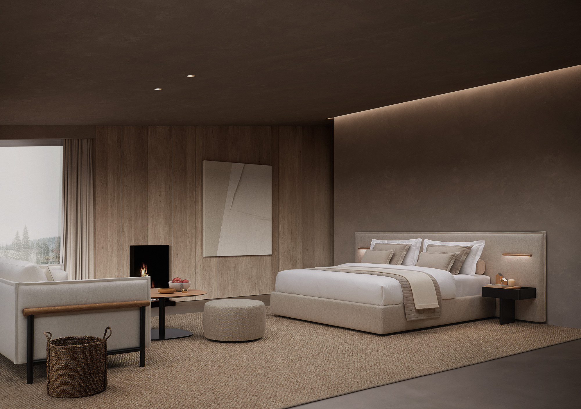 Silence sofa and bed with integrated nightstand and lamp, designed by Mario Ruiz for Joquer