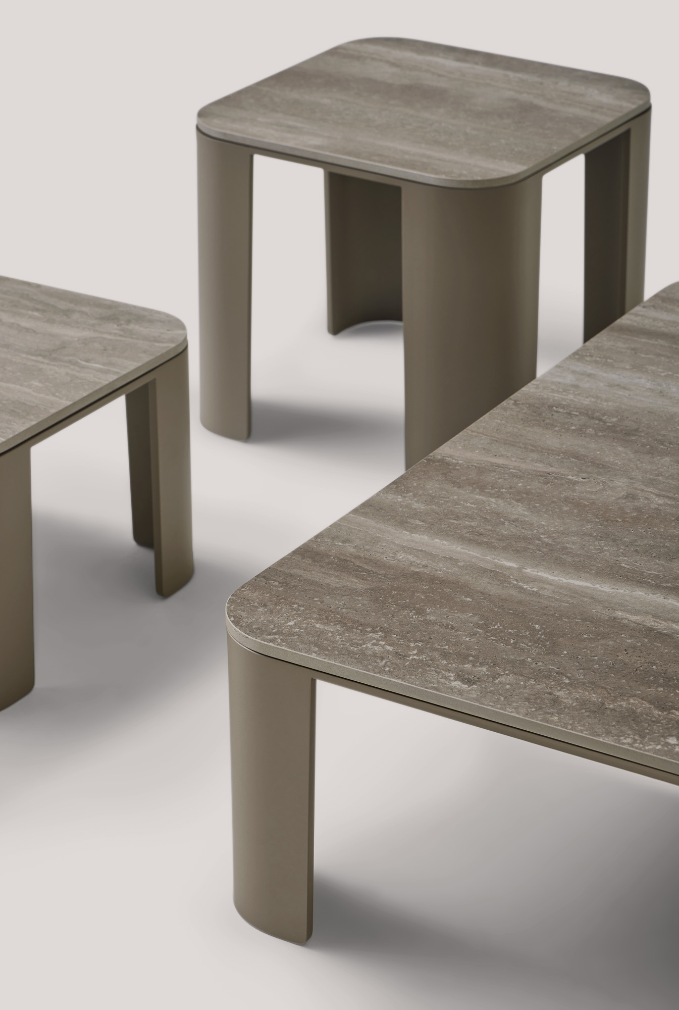 Bene Collection of outdoor coffee and side tables designed by Mario Ruiz for Joquer